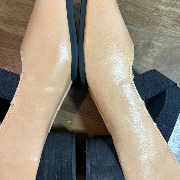 PuDing Block Heel Pumps Elastic Strap Square Toe Tan Shoes size 36 - Picture 8 of 10